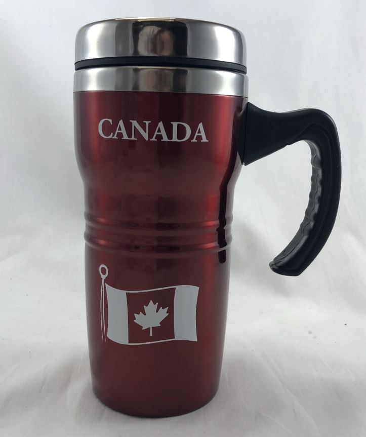 Canada Stainless Steel Coffee Mug With Handle 16 Oz Red A D Fiesta