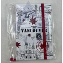 VANCOUVER NOTE BOOK WITH ASSORTED ICONS WITH BOOK MARK AND STRAP 9.5 CM X 14.6 CM
