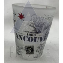 VANCOUVER BLACK & WHITE WITH LANDMARKS/ICONS FROSTED SHOT GLASS #1