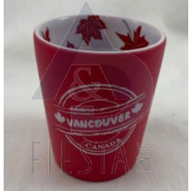 VANCOUVER CERAMIC RED SHOT GLASS WITH 2 SIDED LOGO