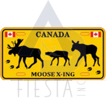 CANADA LARGE SIZE LICENSE PLATE YELLOW "DISCOVER CANADA 3 MOOSES" 30X15 CM