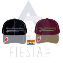 NEW BRUNSWICK CAP 3D SCRIPT UNDERLINED WITH MAPLE LEAF ON VISOR 2 COLORED CAP, ASSORTED COLORS