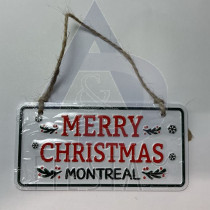 MERRY CHRISTMAS METAL HANGING SIGN WITH JUTE ROPE 5X10 CM-CANADA