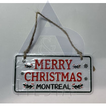 MERRY CHRISTMAS METAL HANGING SIGN WITH JUTE ROPE 5X10 CM-MONTREAL